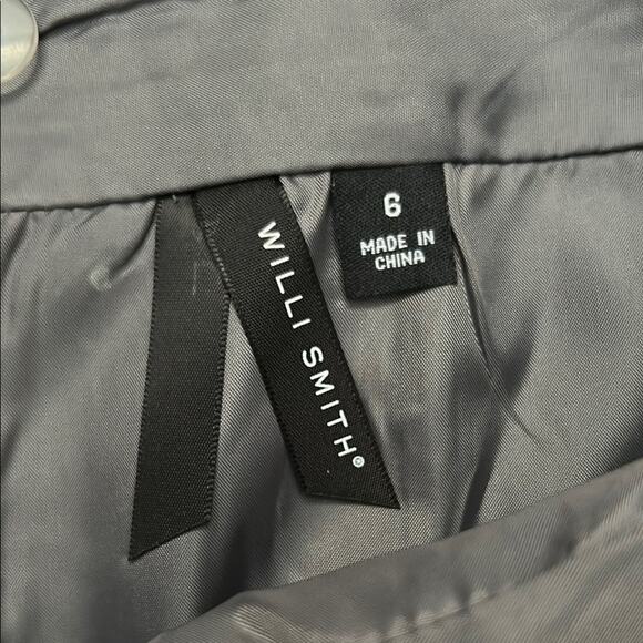 Willi Smith Wool Blend Gray Mini Skirt with Faux Slash Pockets, Size 6 - Picture 8 of 9